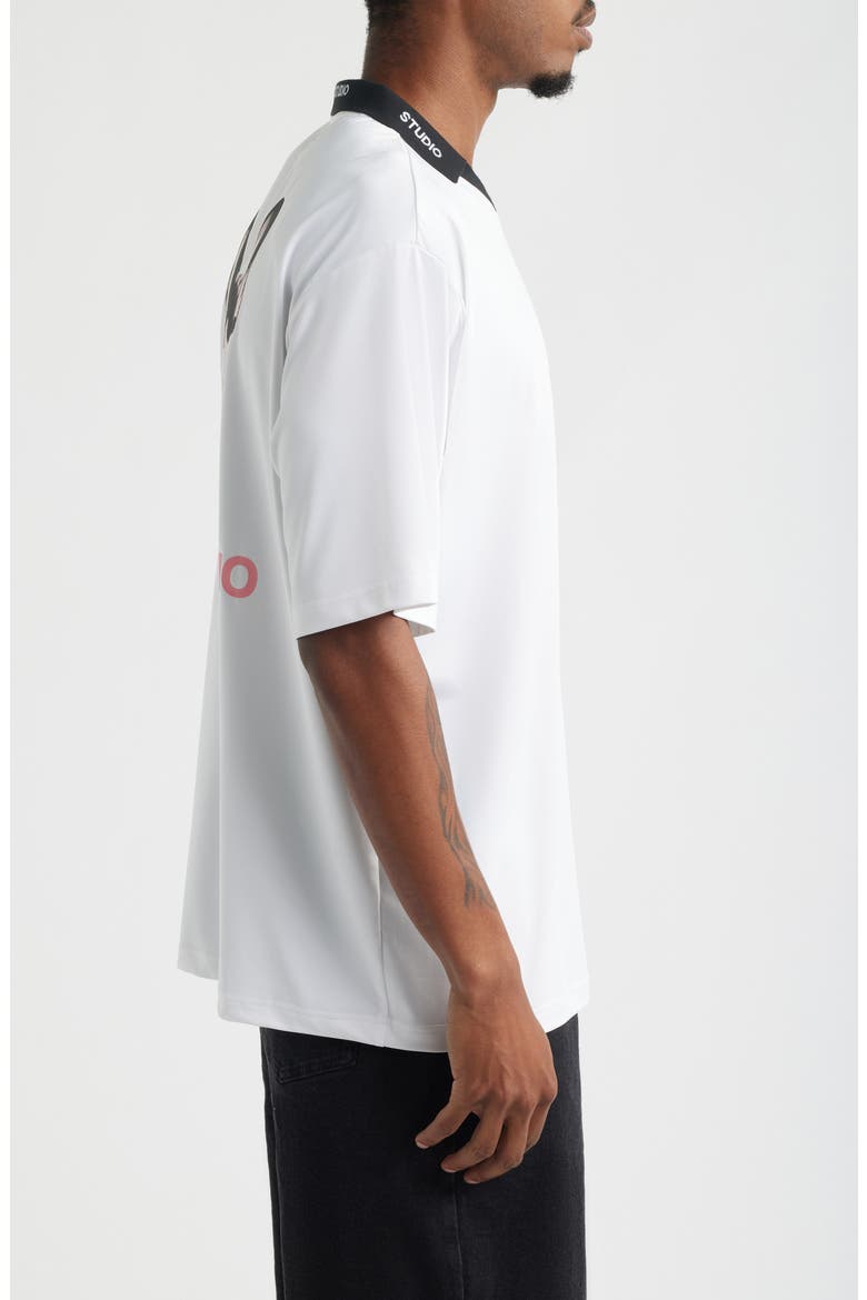 Thugs Need Hugs Oversize Polo, Alternate, color, WHITE/ PINK
