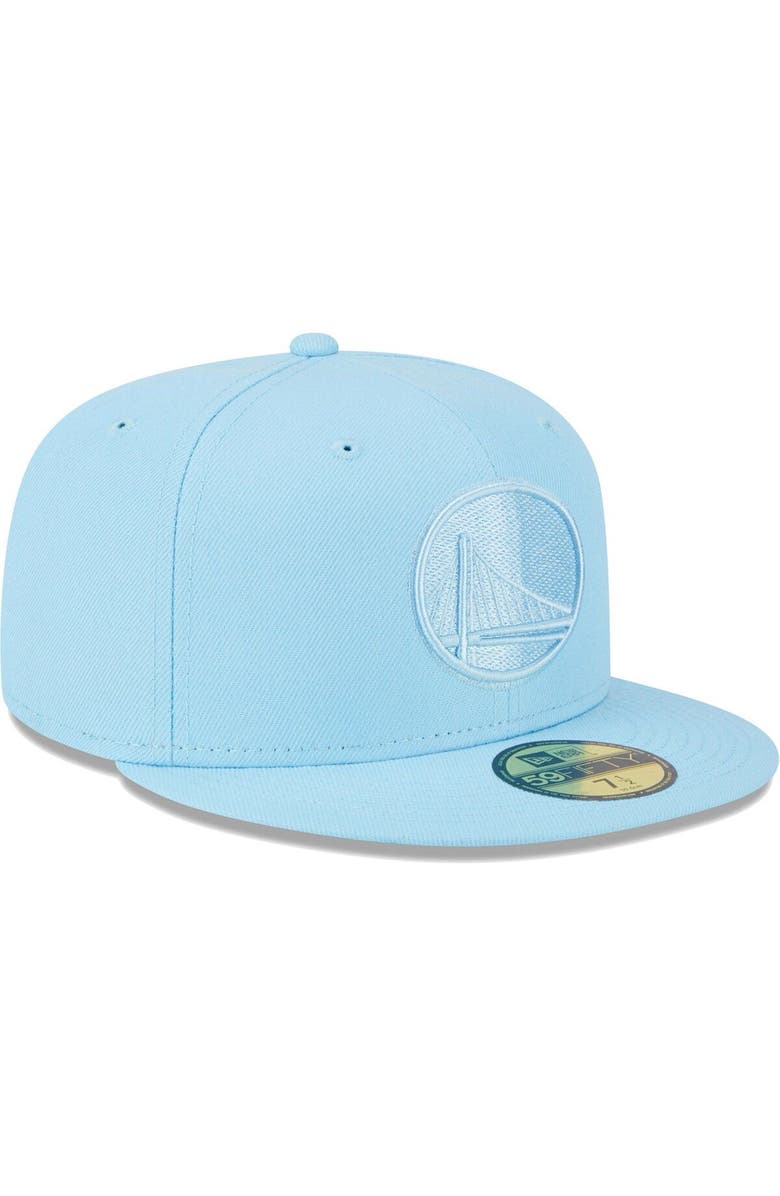 New Era Men's New Era Powder Blue Golden State Warriors Spring Color Pack 59FIFTY Fitted Hat, Alternate, color, 