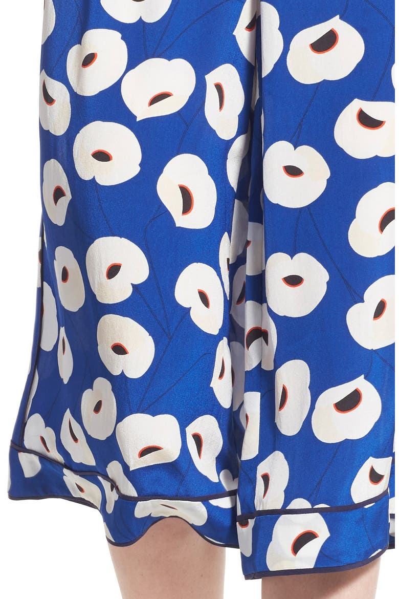 Floral Print Silk Culottes, Alternate, color, BLUE MAZARINE POPPY