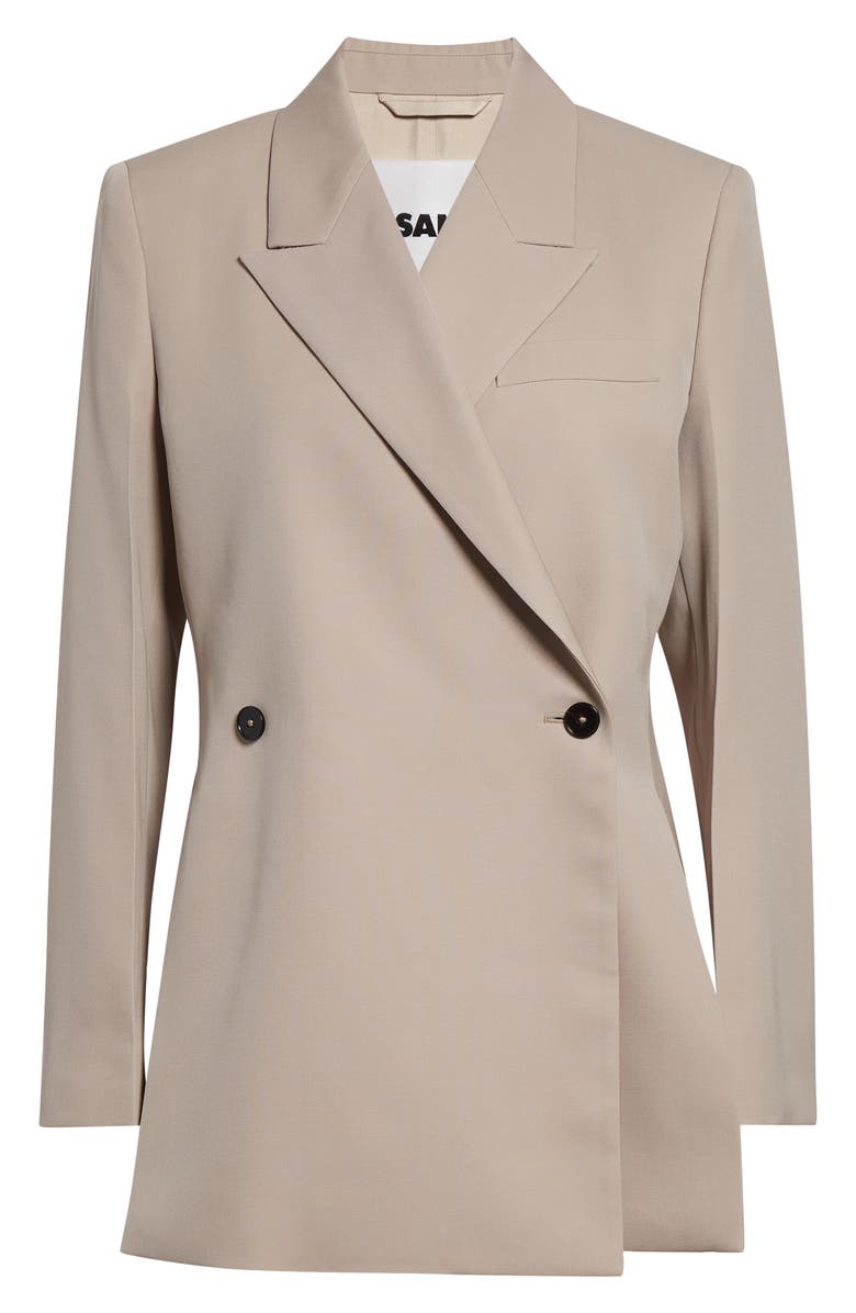 Jil Sander Slim Double Breasted Wool Gabardine Blazer, Alternate, color, Mauve