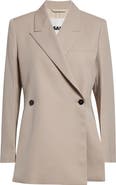 Jil Sander Slim Double Breasted Wool Gabardine Blazer