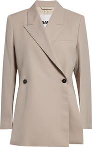 Jil Sander Slim Double Breasted Wool Gabardine Blazer