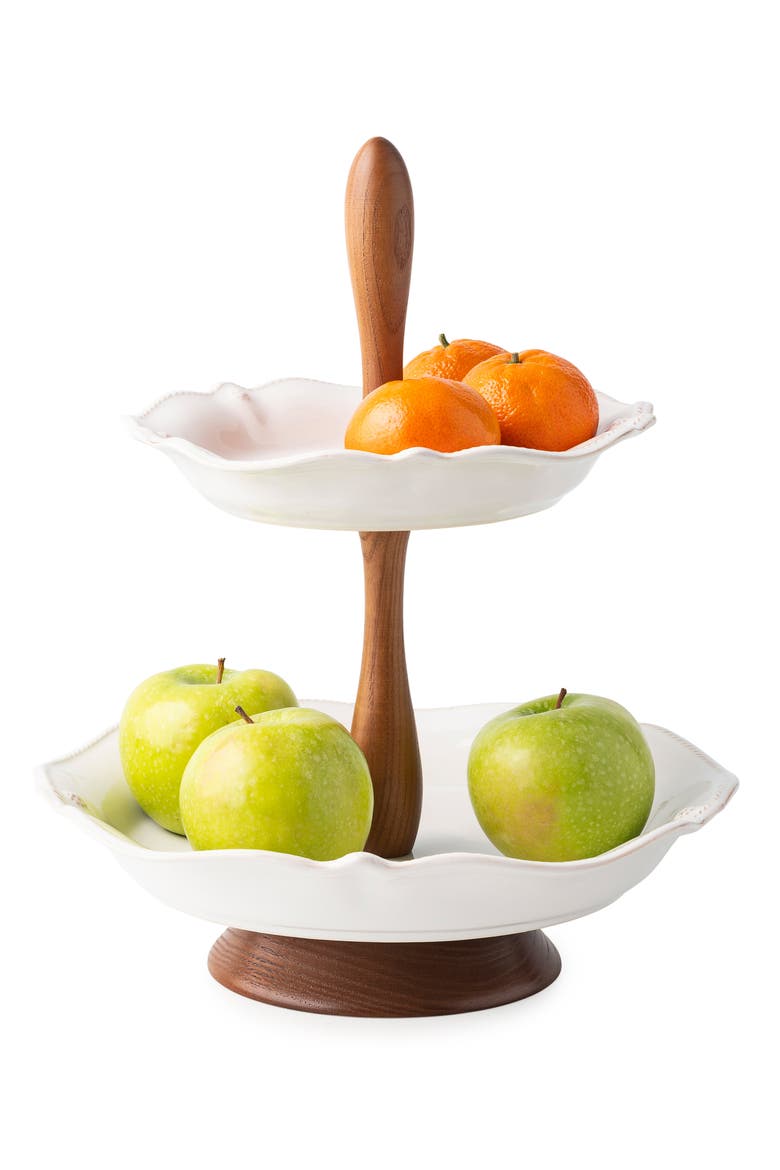 Berry & Thread Tiered Ceramic Serving Stand, Alternate, color, WHITE
