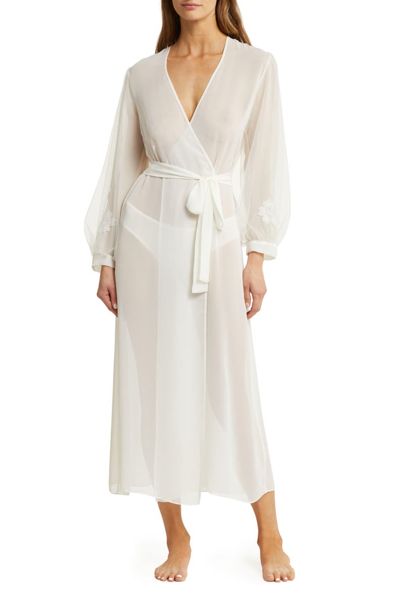 Beloved Balloon Sleeve Sheer Chiffon Robe, Main, color, IVORY