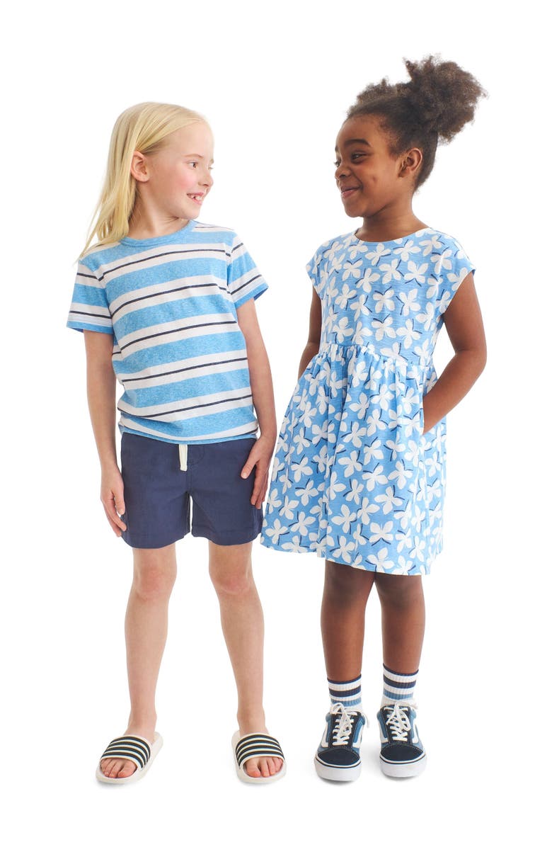 Primary Kids Backyard Dress In Cornflower Butterflies, Alternate, color, Cornflower Butterflies