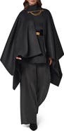 Donna Karan New York Chain Closure Wool Blend Cape