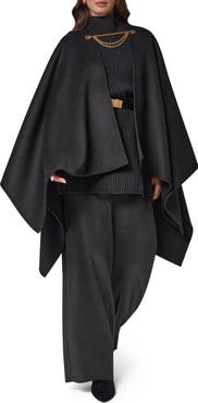 Donna Karan New York Chain Closure Wool Blend Cape