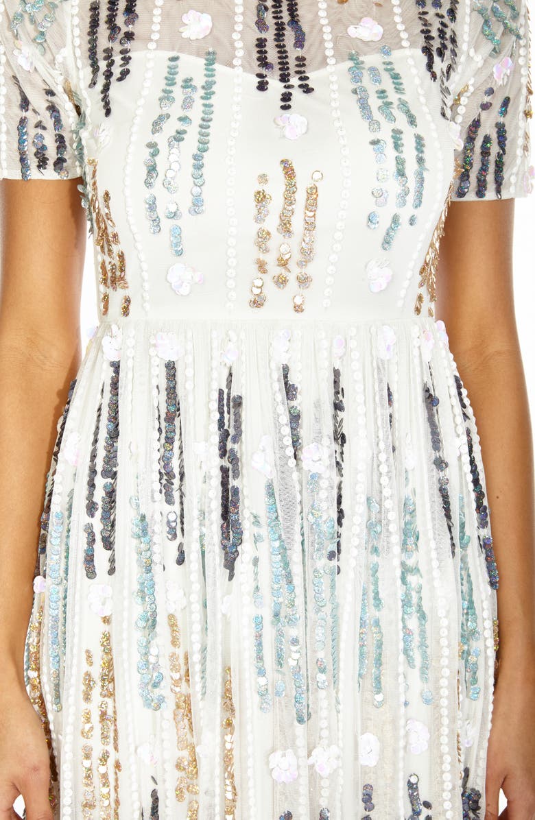 Lace & Beads Crichet Sequin Midi Dress, Alternate, color, 