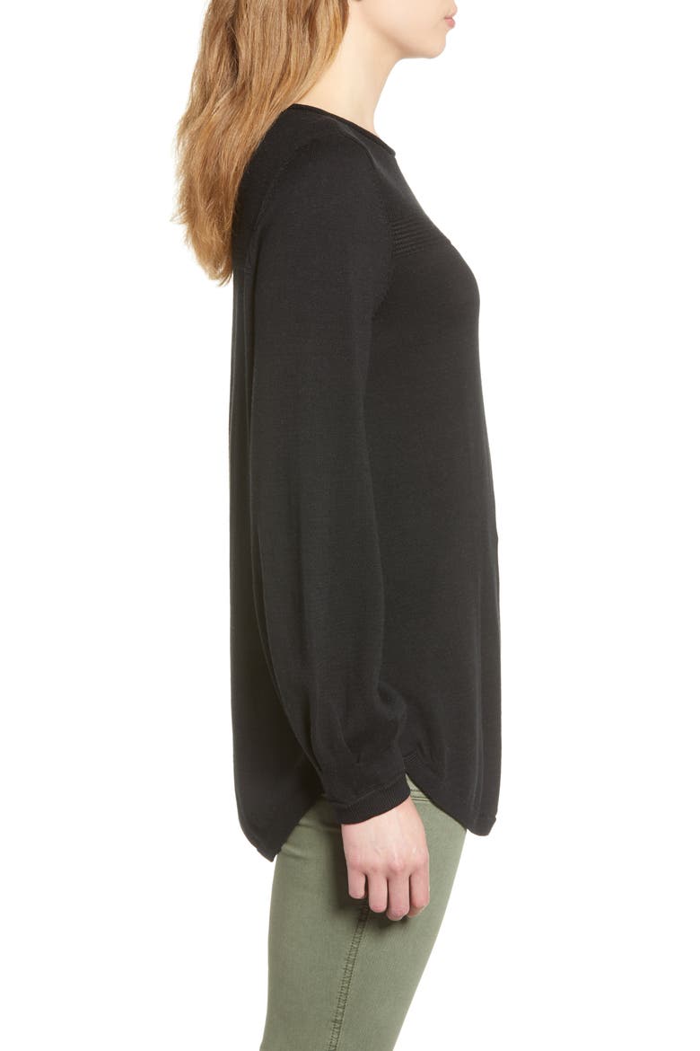 Bishop Sleeve Sweater, Alternate, color, BLACK