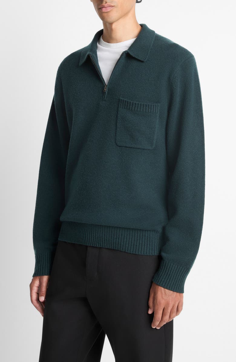 Vince Long Sleeve Quarter Zip Polo Sweater, Alternate, color, Country Racer