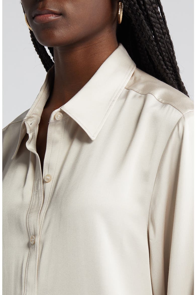 Long Sleeve Satin Midi Shirtdress, Alternate, color, BEIGE PUMICE