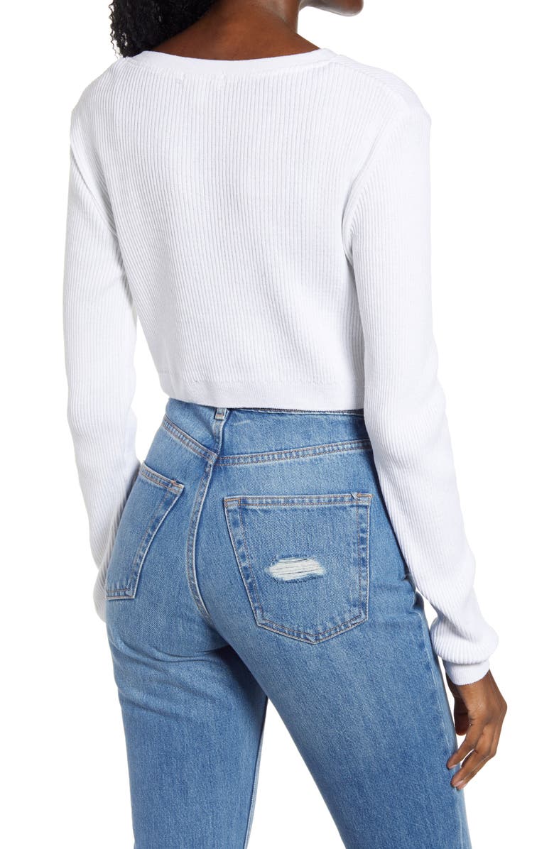 Topshop Rib Knit Crop Cardigan, Alternate, color,