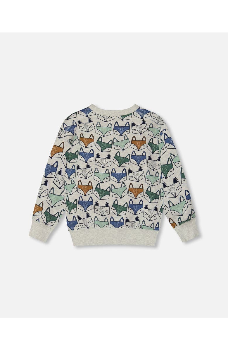 Deux par Deux Little Boy's Printed Fox Fleece Sweatshirt Gray Mix, Alternate, color, 