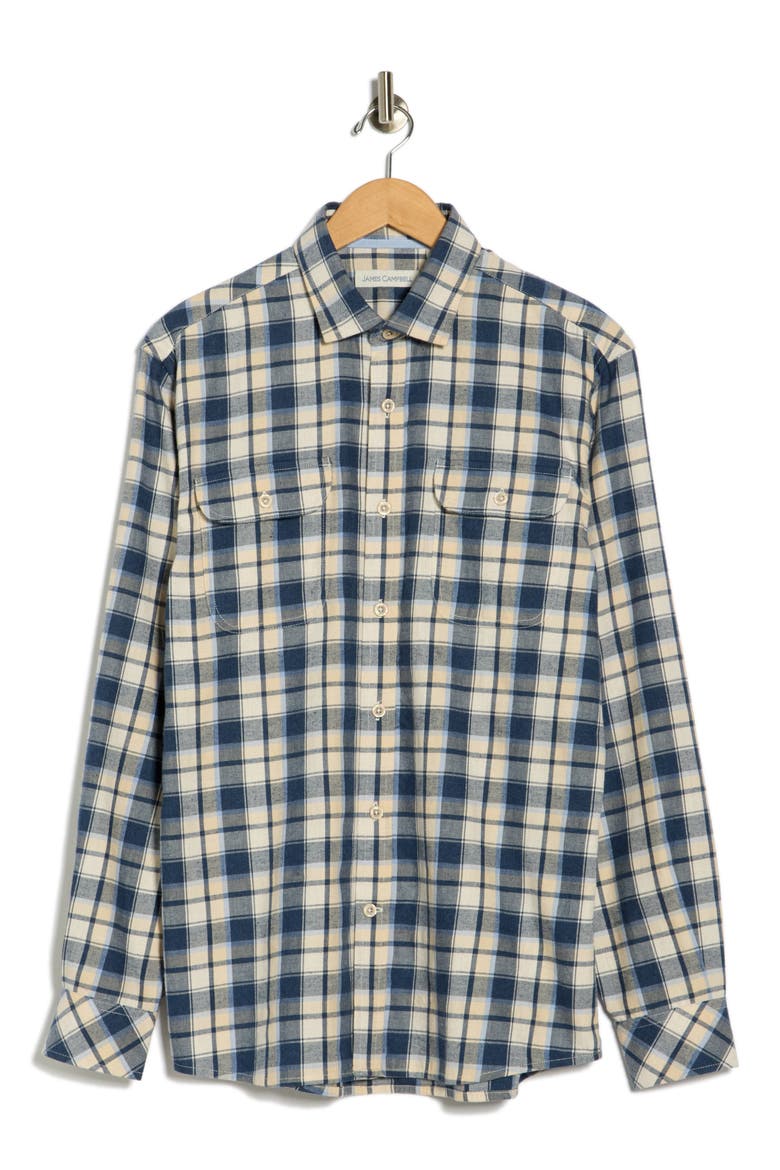 Delmar Plaid Button-Up Shirt, Alternate, color, BLUE