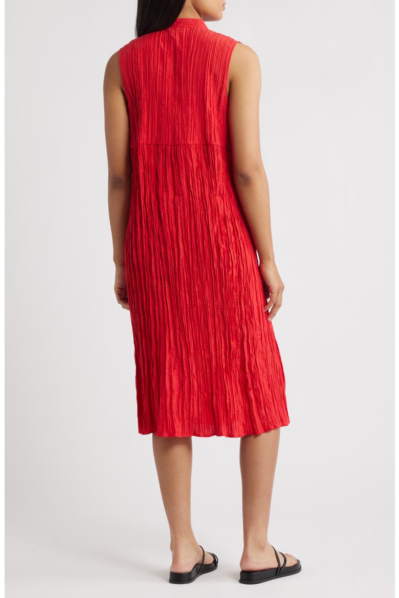 Pleated Sleeveless Silk Shirtdress, Alternate, color, CRIMSON