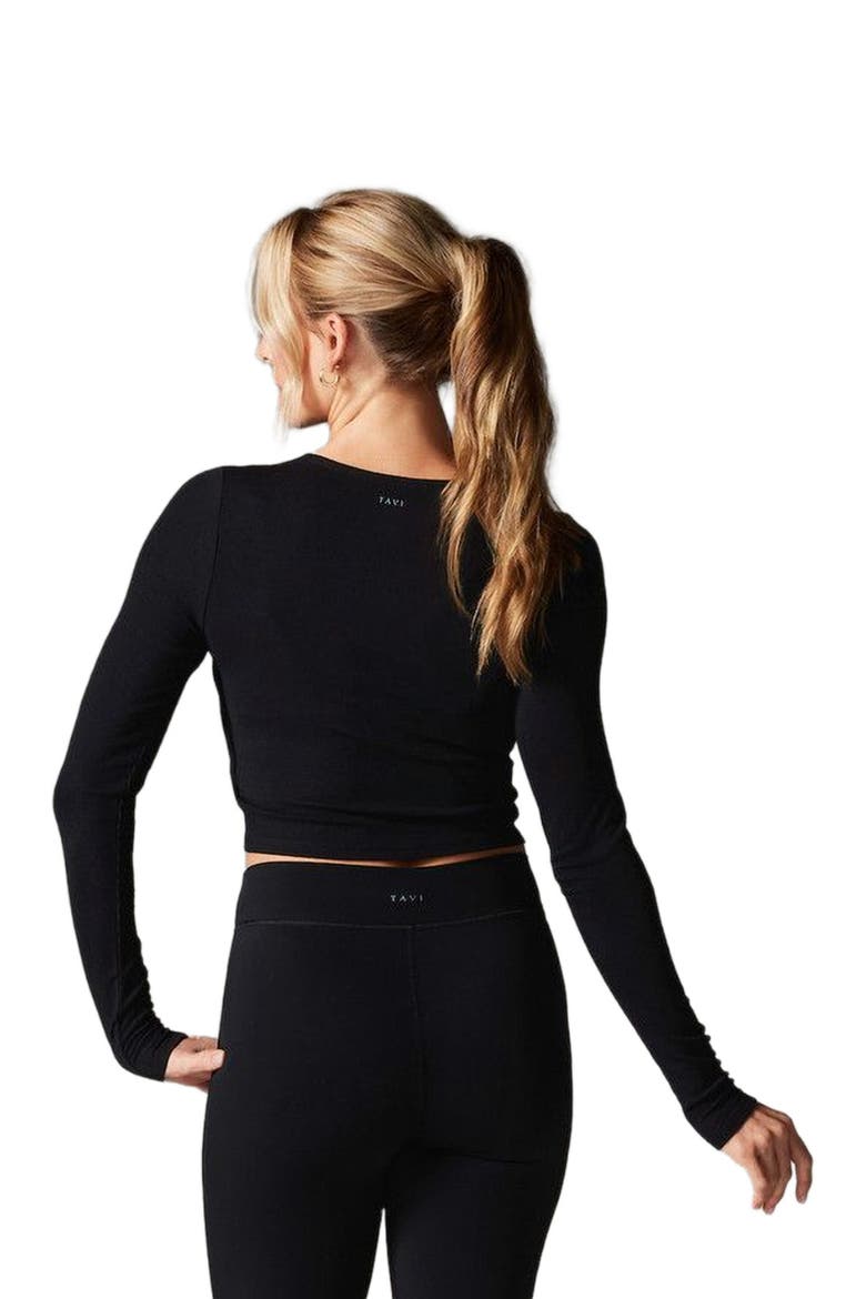 Criss Cross Long Sleeve Top, Alternate, color, EBONY