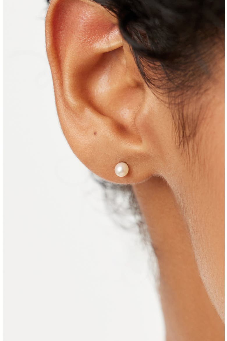 Pearl Stud Earrings - Gold Pearl Studs, Alternate, color, Gold