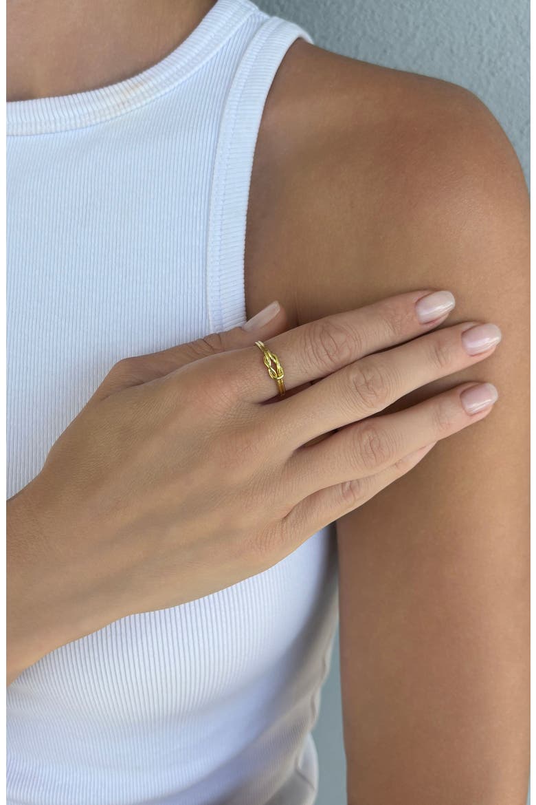 14K Gold Plated Double Knot Ring, Alternate, color, GOLD