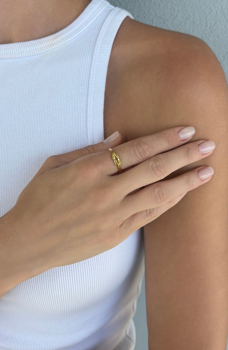 Adornia 14K Gold Plated Double Knot Ring, Alternate, color, Gold
