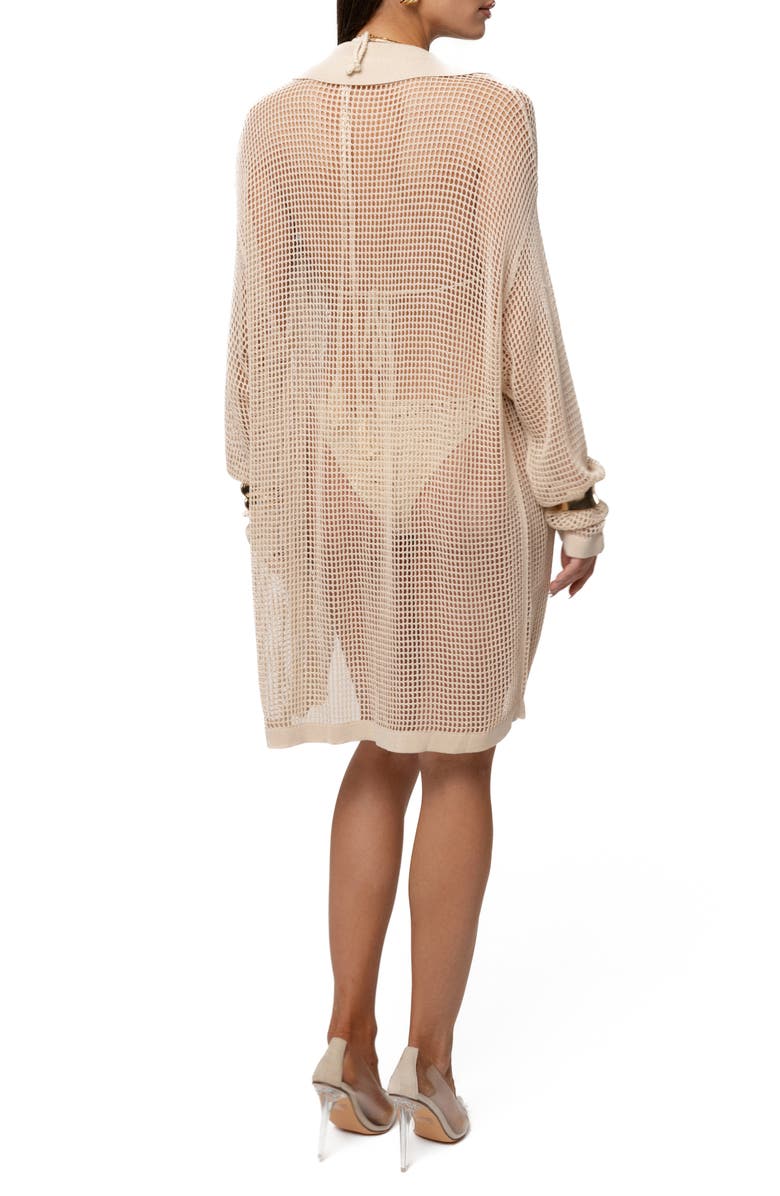 JLUXLABEL Solara Floral Appliqué Open Stitch Cover-Up Shirt, Alternate, color, Ivory