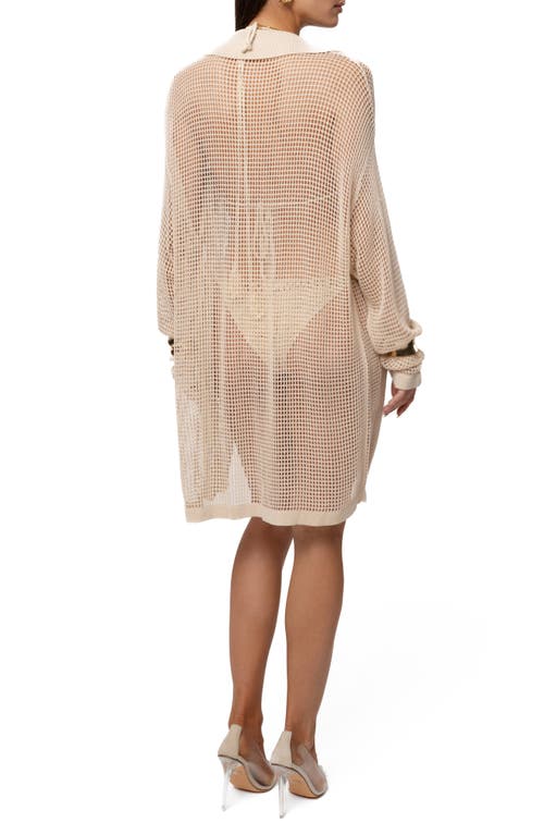 Jluxlabel Solara Floral Appliqué Open Stitch Cover-up Shirt In White