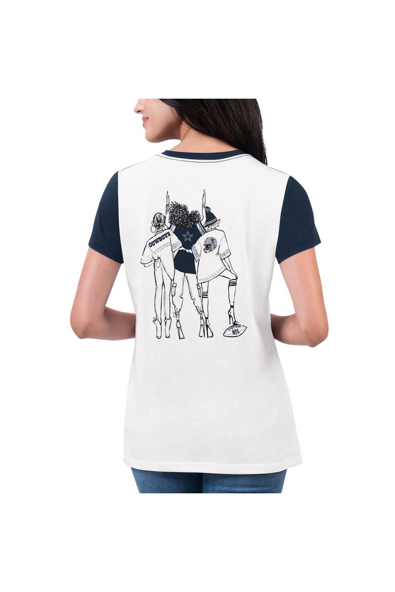 Women's G-III 4Her by Carl Banks White/Navy Dallas Cowboys Fashion Illustration T-Shirt, Alternate, color, White