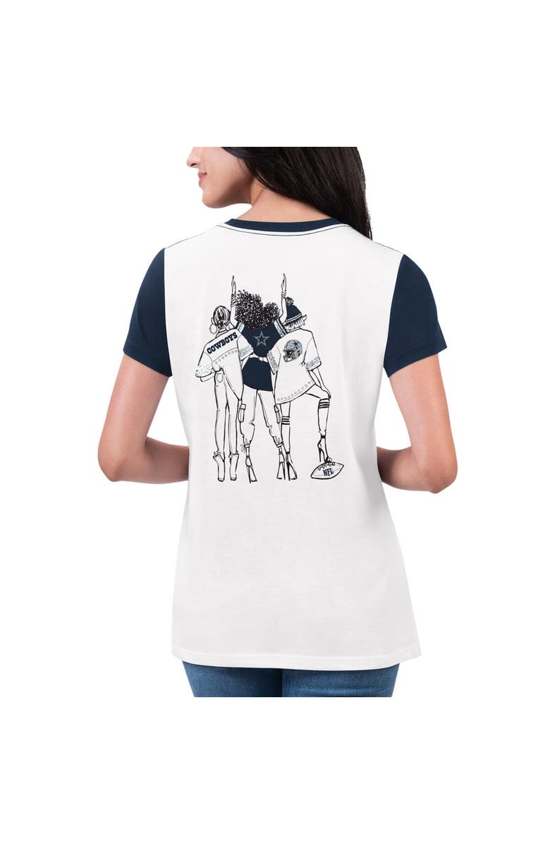 G-III 4HER BY CARL BANKS Women's G-III 4Her by Carl Banks White/Navy Dallas Cowboys Fashion Illustration T-Shirt, Alternate, color, White