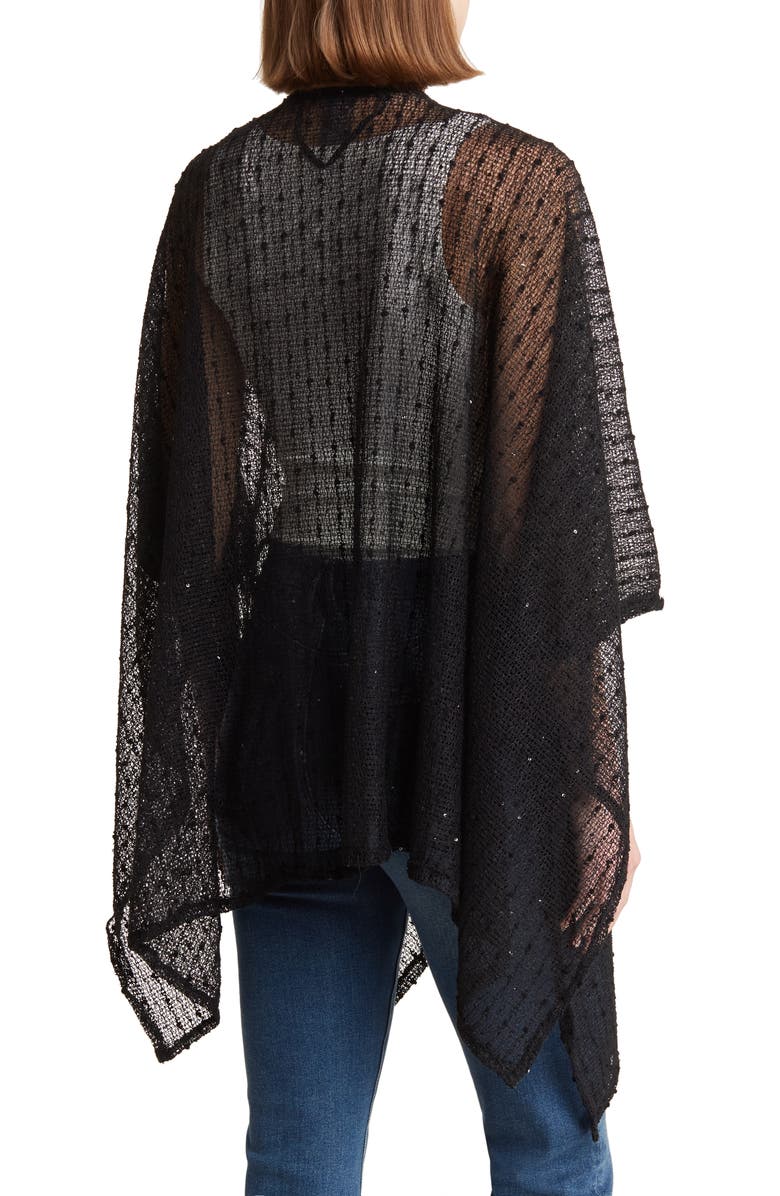 Vince Camuto Cotton Popcorn Ruana, Alternate, color, Black