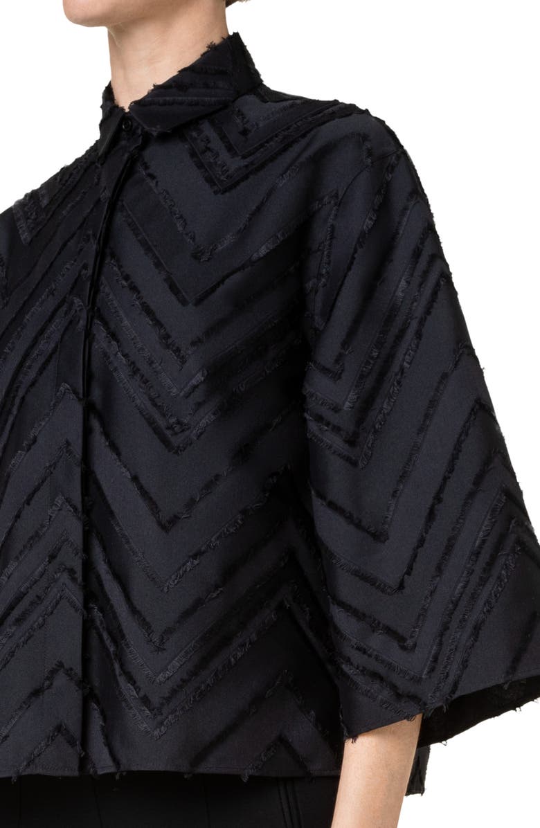 Akris punto Fringe Zigzag Blouse, Alternate, color, 