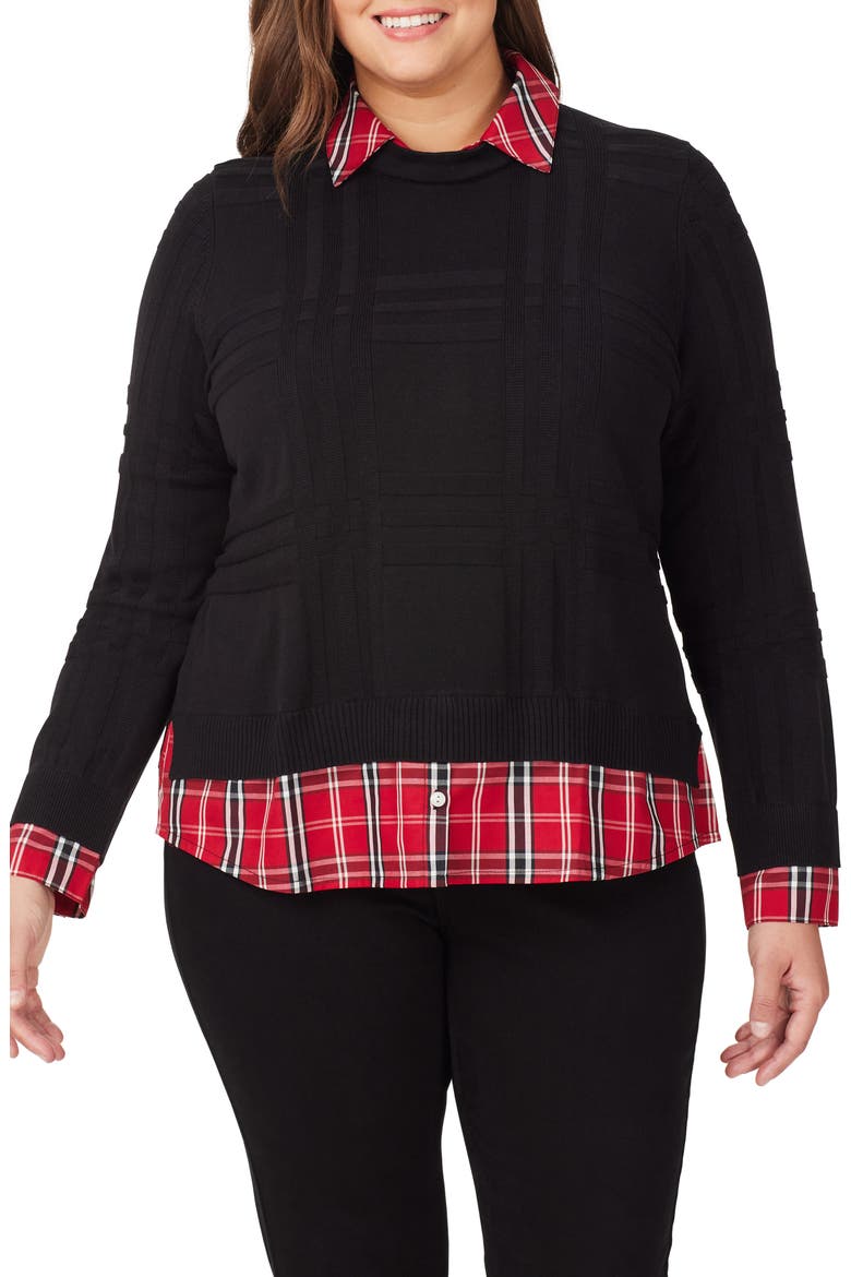 Layered Sweater, Main, color, BLACK MULT