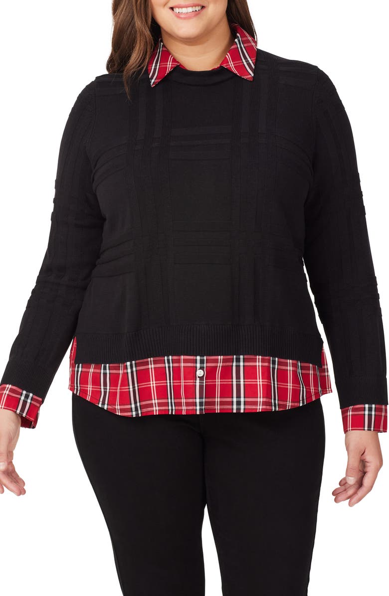 Foxcroft Layered Sweater, Main, color, Black Mult