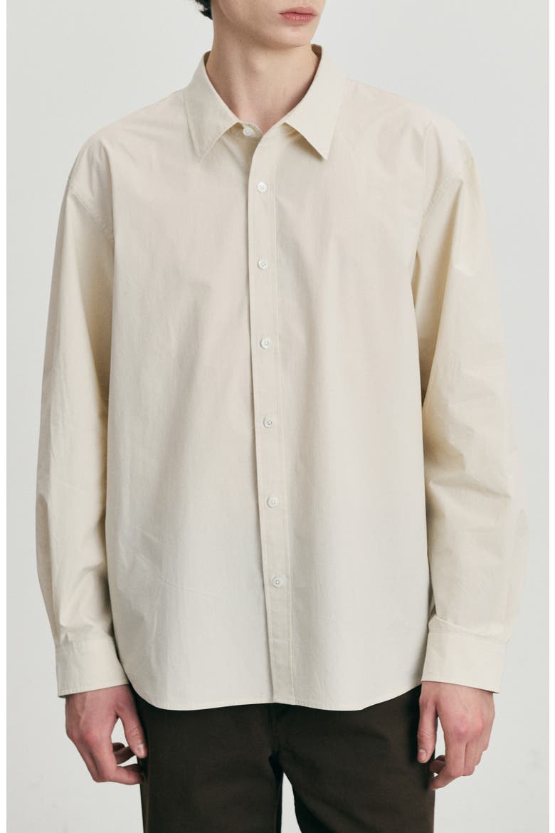 Oversize Cotton Button-Up Shirt, Main, color, BUTTER