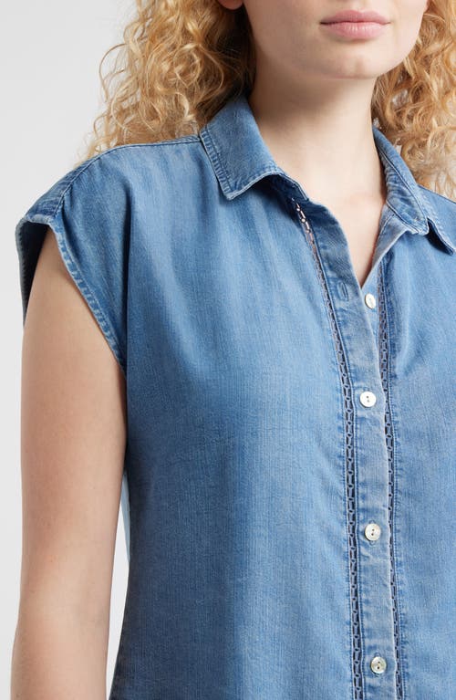 Cloth & Stone Trim Chambray Shirt In Blue