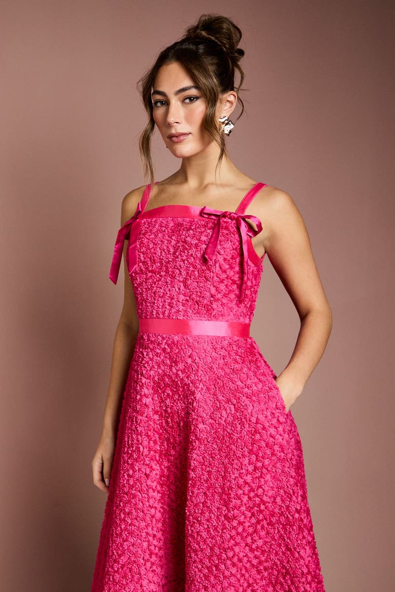 3D Flower Strappy Midi Dress, Alternate, color, Pink