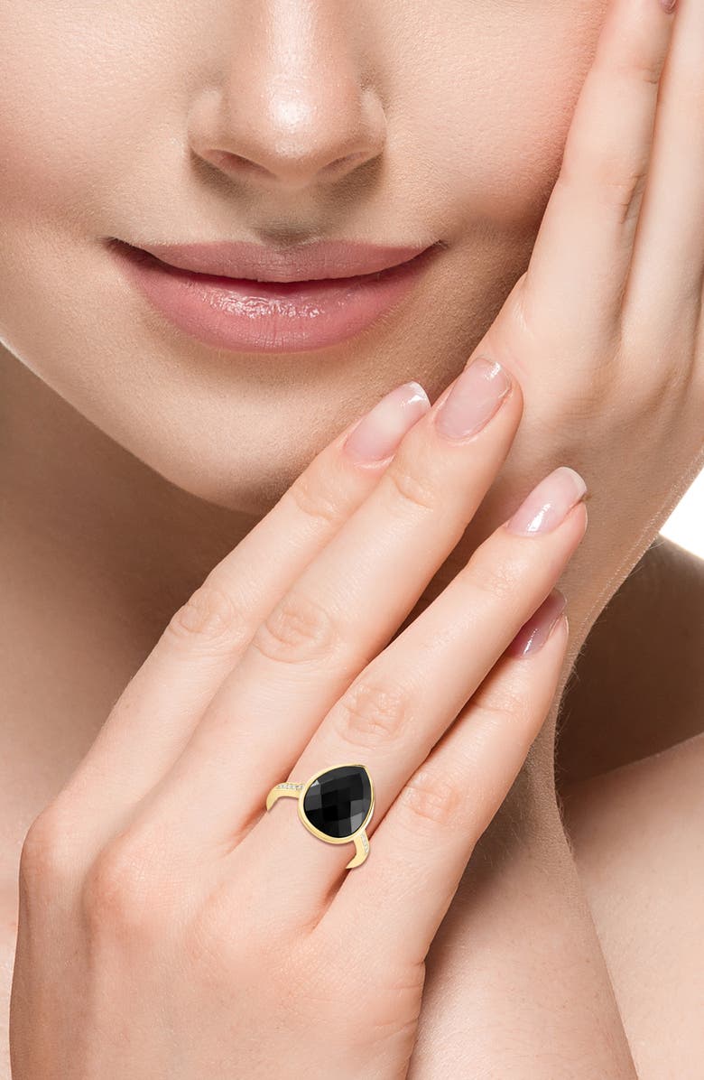 EFFY 14K Yellow Gold Diamond & Onyx Statement Ring, Alternate, color,