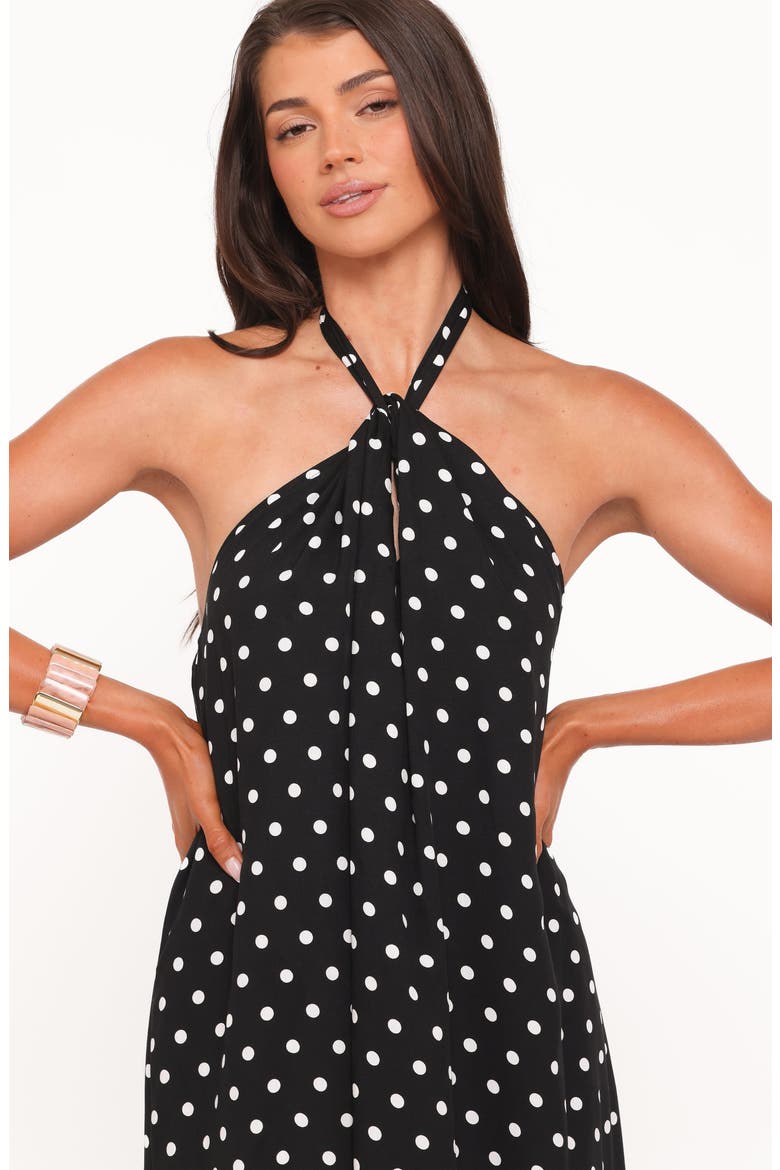 Theophania Dot Sleeveless Halter Maxi Dres, Alternate, color, BLACK POLKA DOT