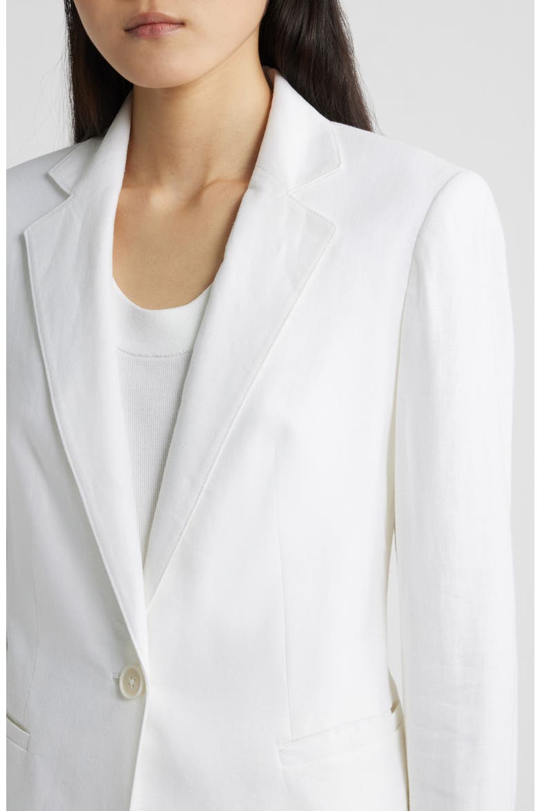 One-Button Linen Blend Blazer, Alternate, color, CRISP WHITE