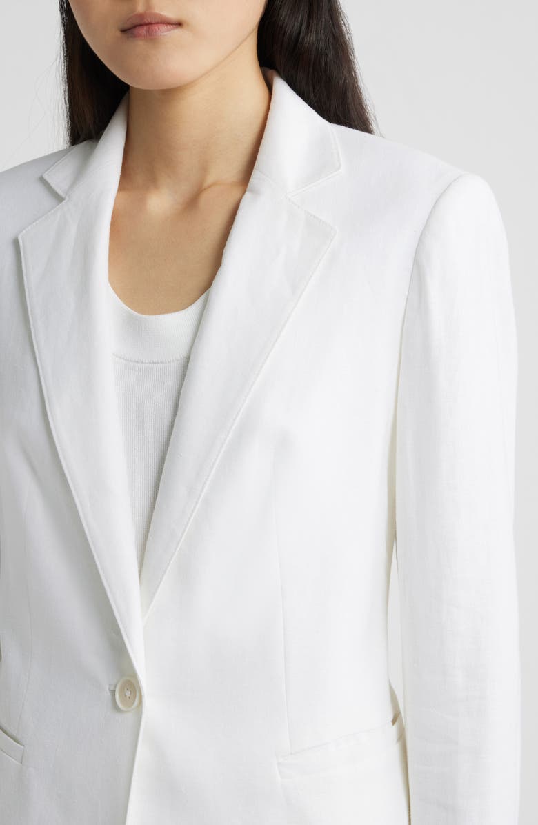 Anne Klein One-Button Linen Blend Blazer, Alternate, color, Crisp White