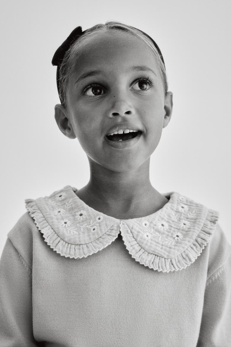 Sweater With Peter Pan Collar, Alternate, color, Light dusty pink/flowers