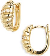 ARGENTO VIVO Cubic Zirconia Ribbed Huggie Hoop Earrings