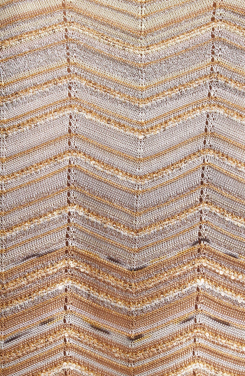 Missoni Zigzag Metallic Sequin Short Sleeve Crewneck Sweater, Alternate, color, Light Gold Tones