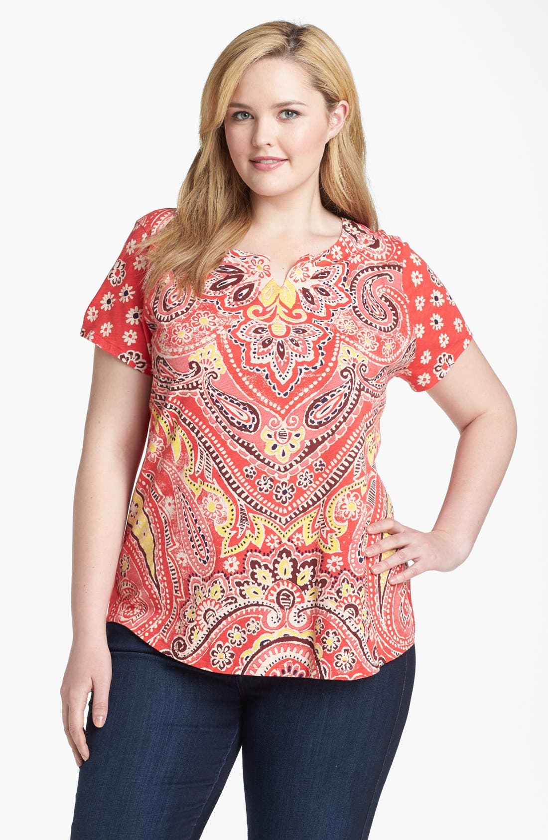 Lucky Brand 'Lana' Mixed Print Tee (Women) | Nordstrom