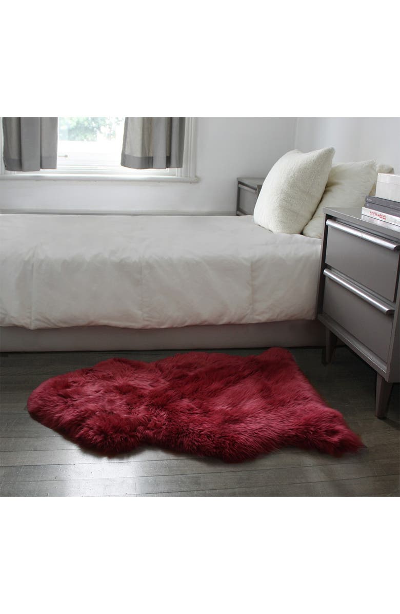 NATURAL Milan Genuine Sheepskin Shearling Throw 24" x 36" - Raspberry, Alternate, color,