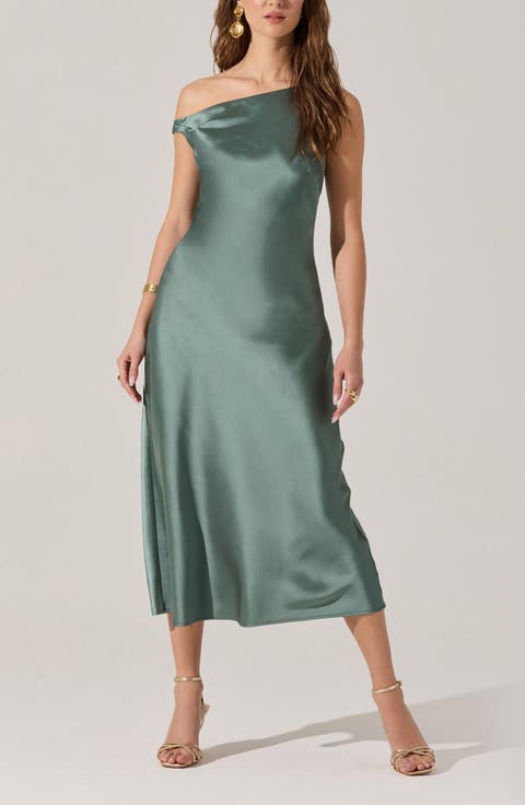 Elain One-Shoulder Satin Dress