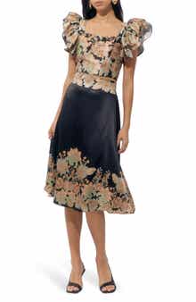 Adelyn Rae Milan Floral Top & Border Print Skirt Set