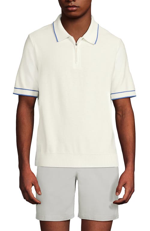 LANDS' END LANDS' END SHORT SLEEVE COOLING ZIP SWEATER POLO