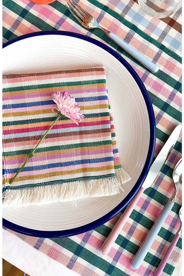 Valentina Rainbow Striped Handwoven Cotton Party Napkins, Set of 4, Alternate, color, Rainbow