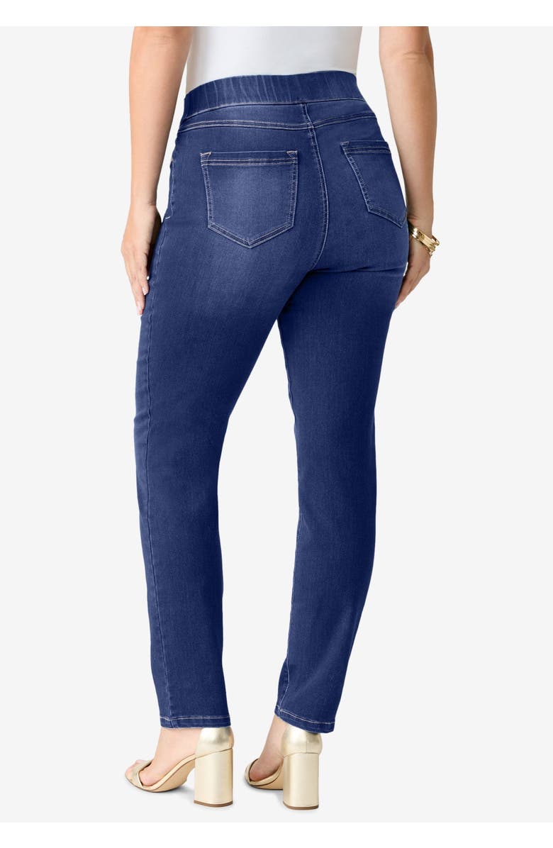 Roaman's Plus Size 360° Stretch Straight Leg Jean, Alternate, color, Dark Wash