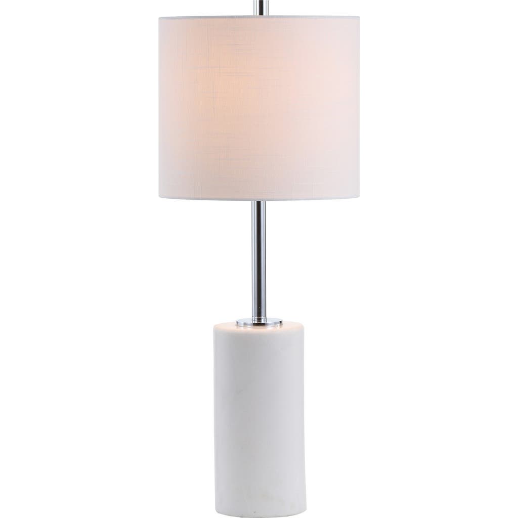 Jonathan Y Aksel 25.5" Marble Led Table Lamp, White/chrome In White Marble/chrome