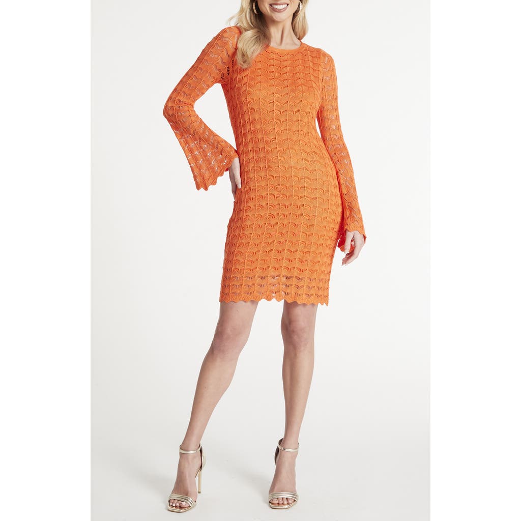 Guess Solano Pointelle Sweater Dress In Orange
